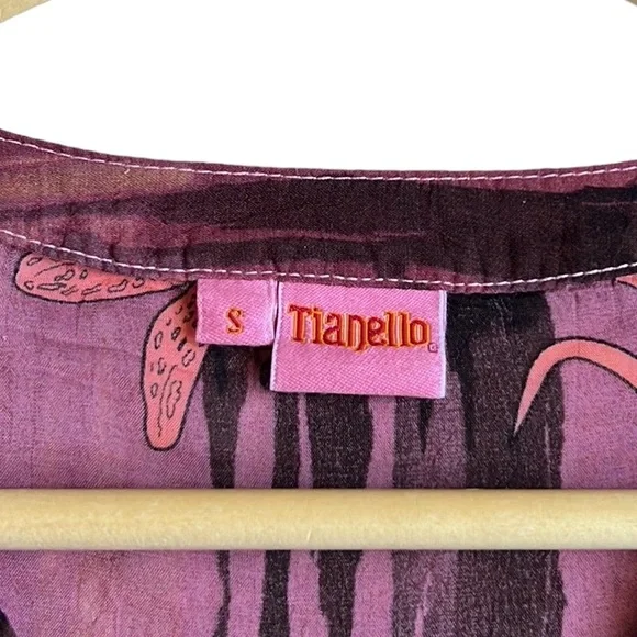 Tianello Silky Rayon Diva Blouse Floral Print Size Small - Picture 7 of 9